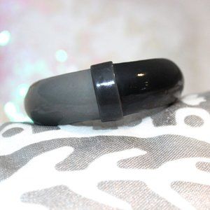 Cara New York Vintage Gray & Black Color block Faux Leather Bangle Bracelet